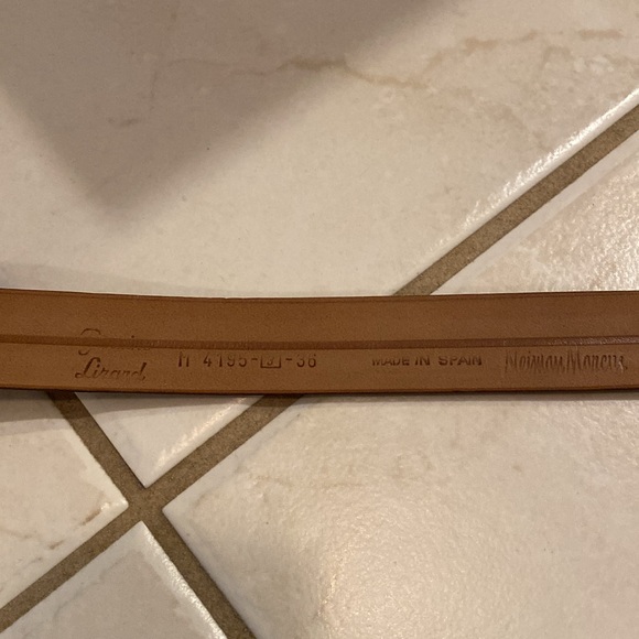 Neiman Marcus Genuine Lizard Brown Leather Belt Silver Hardware Buckle 36 Waist - Picture 5 of 7